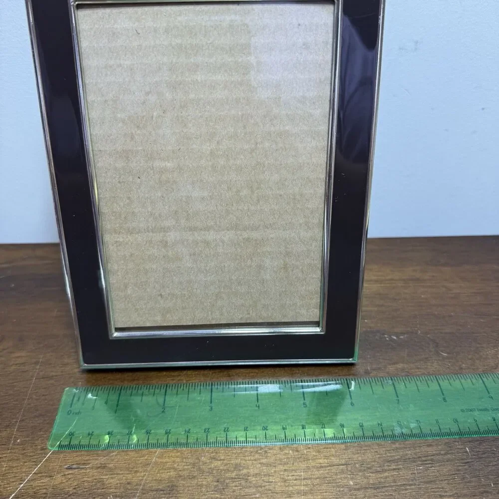 Silver Chrome Brown Metal Enamel Photo Frame 5x7 Rectangle Modern Polished